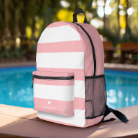 Blush Pink Mod Retro Striped Pattern Custom Name
