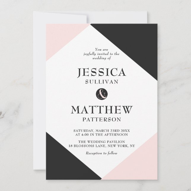 Blush Pink Modern Accents Wedding Invitation (Front)