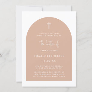 Blush Pink Modern Arch Script Minimalist Baptism I Invitation