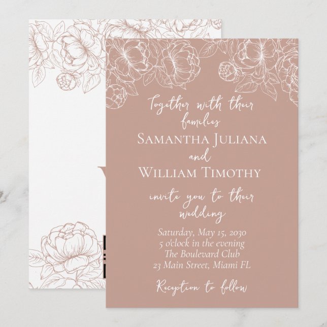 Blush Pink Modern Boho Classic Minimalist Wedding Invitation (Front/Back)