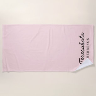 Blush Pink Modern Bridesmaid Script Design Beach Towel