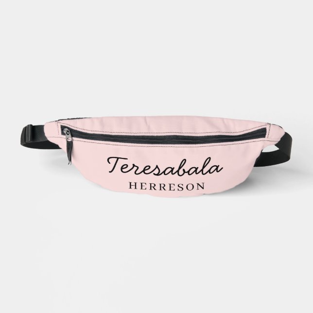 Blush Pink Modern Bridesmaid Script Design Bum Bags (Front)