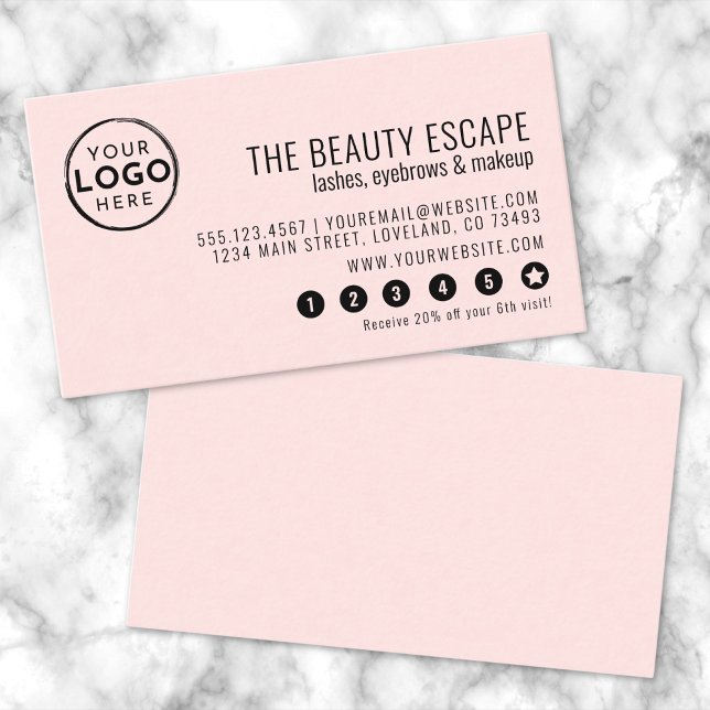 Blush Pink Modern Business Logo Loyalty Card (Blush Pink Modern Business Logo Loyalty Card)