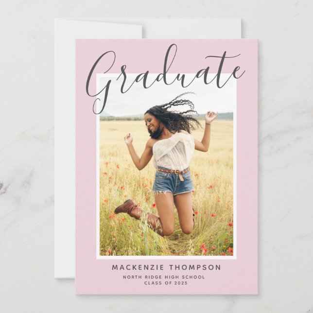 Blush Pink Modern Calligraphy Graduation Party Invitation (Front)