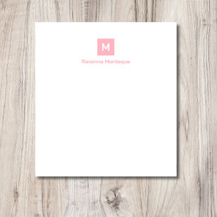 Blush Pink Modern Chic Trendy Monogram Name  Notepad