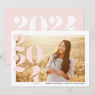 Blush Pink Modern Class of 2024 Photo Graduation Invitation