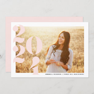 Blush Pink Modern Class of 2024 Photo Graduation Invitation