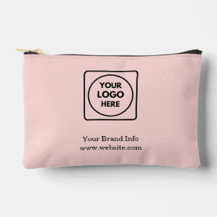Blush Pink Modern Custom Business Logo Design Accessory Pouch