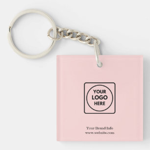 Blush Pink Modern   Custom Business Logo Keyring