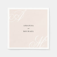 Blush Pink Modern Edge Elegant Monogram Wedding