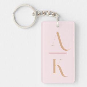 Blush pink modern elegant monogram key ring