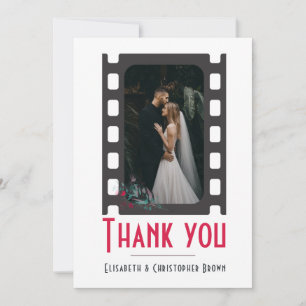 Blush Pink Modern Film Floral Wedding Thank You Card