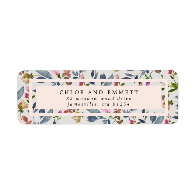 Blush Pink Modern Floral Return Address Label (Front)
