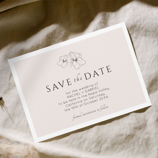 Blush Pink | Modern Gold Floral Flat Save The  Save The Date (Creator Uploaded)