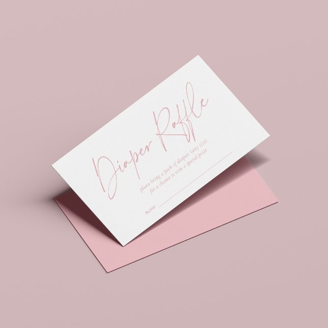Blush Pink Modern Handwritten Diaper Raffle Enclosure Card (Creator Uploaded)