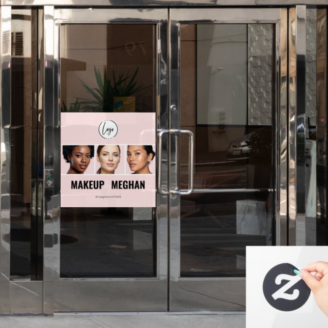 Blush Pink Modern Logo Photo Makeup Studio (Office Door)
