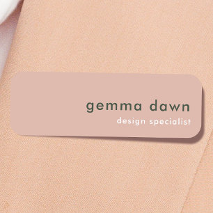 Blush Pink Modern Minimal Feminine Girly Name Tag