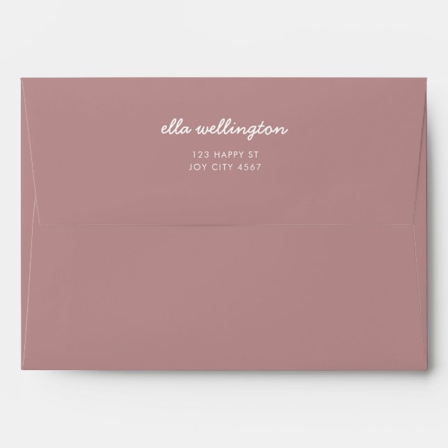 Blush Pink Modern Minimal Script Return Address Envelope (Back (Top Flap))