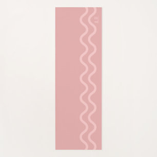 Blush Pink Modern Minimal Wavy Lines With Initials Yoga Mat