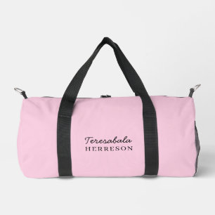 Blush Pink Modern Minimalist Feminine Monogram Duffle Bag