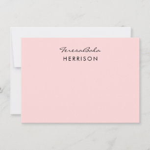Blush Pink Modern Minimalist Monogram Design Card