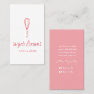 Blush Pink Modern Minimalsit Whisk Bakery Business Card