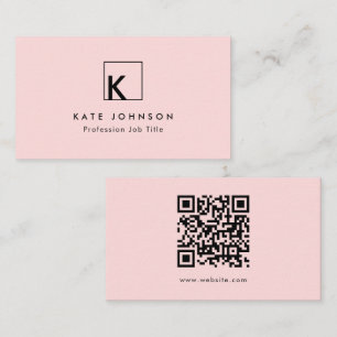 Blush Pink Modern Monogram Logo Minimal  Business Card