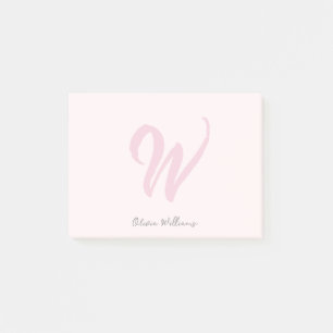 Blush Pink Modern Monogram Post-it Notes