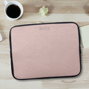 Blush Pink Modern Monogrammed Laptop Sleeve