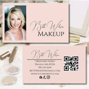 Blush Pink  Modern Photo Beauty Business Card