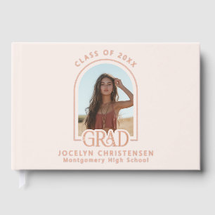 Blush Pink Modern Photo Graduation Rose Gold Guest Book
