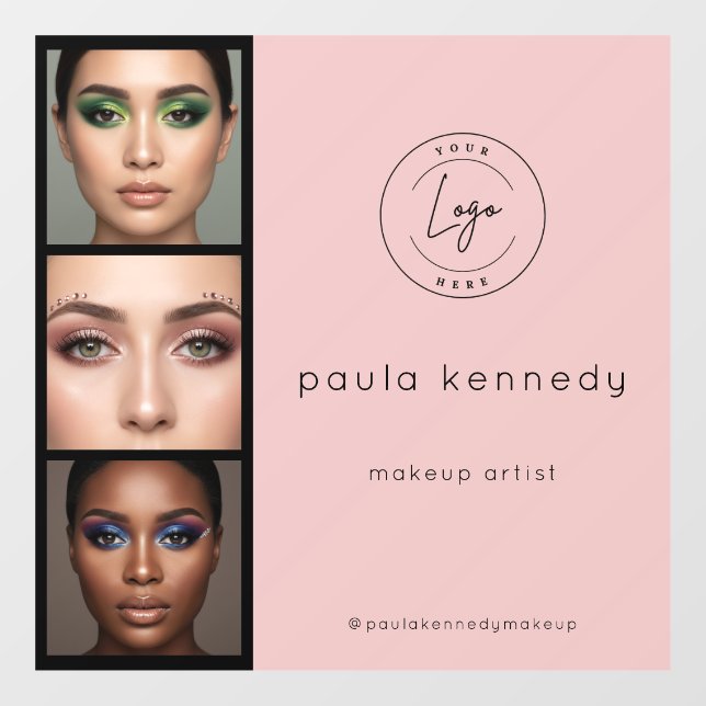 Blush Pink Modern Photo Makeup 3 Photo Square (Sheet)