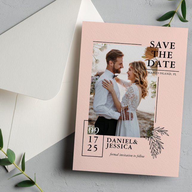 Blush Pink Modern Photo Wedding Save The Date  (Creator Uploaded)