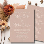 Blush Pink Modern Script All In One Simple Wedding Invitation<br><div class="desc">Blush Pink Modern Script All In One Simple Minimalist Wedding Invitation Card. Celebrate your special day with this elegant and beautiful wedding invitation card to beautify your special occasion. All the texts are pre-arranged for you to personalise easily and quickly with your own details. If you need further customisation or...</div>