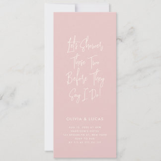 Blush Pink Modern Script Couples Shower Invitation