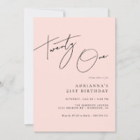 Blush Pink | Modern Script Girly 21st Birthday 