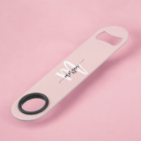 Blush Pink Modern Script Girly Monogram Name