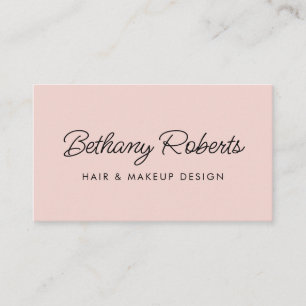 Blush Pink Modern Script Hair and Makeup Business Card