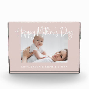 Blush Pink   Modern Script Happy Mother's Day Photo Block