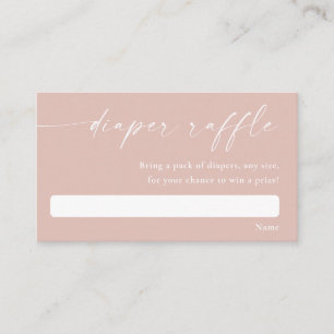 Blush pink modern simple baby shower diaper raffle enclosure card