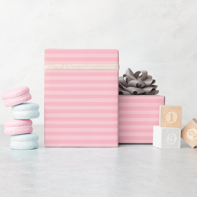 Blush Pink Monochromatic Stripe Wrapping Paper (Baby Shower)