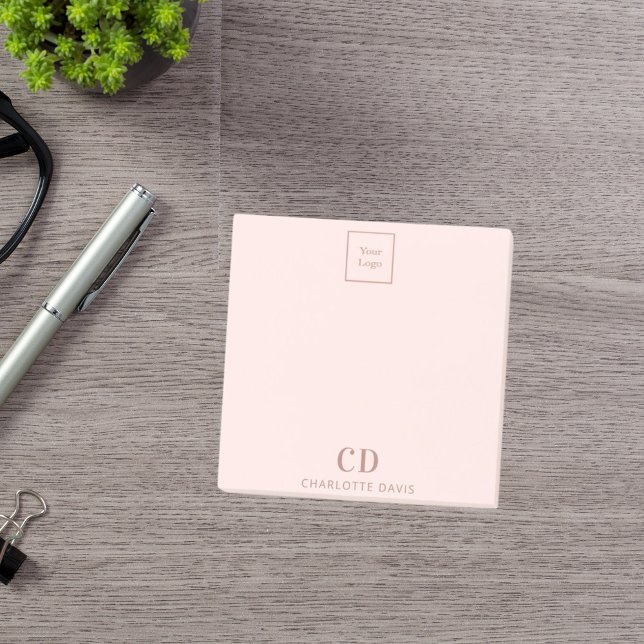 Blush pink monogram business logo company post-it notes (Creator Uploaded)