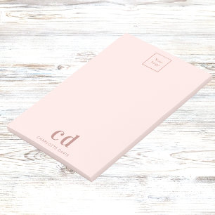 Blush pink monogram business logo company post-it notes