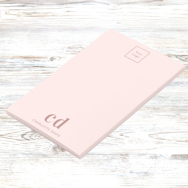 Blush pink monogram business logo company post-it notes (Creator Uploaded)