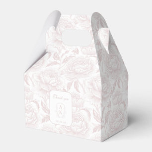 Blush Pink Monogram Crest Chinoiserie Peonies Favour Box