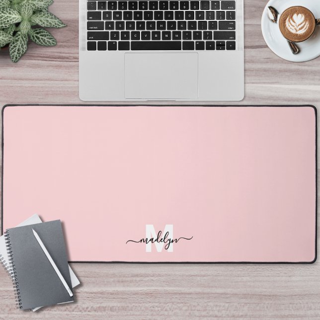 Blush Pink Monogram Desk Mat (Blush Pink Monogram Desk Mat)