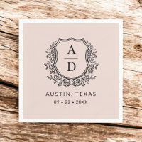 Blush Pink Monogram Floral Wedding Crest