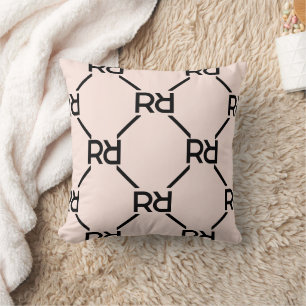 Blush Pink Monogram Girly Initial Luxury Pattern Cushion