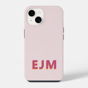 Blush Pink Monogram Initial Letter Simple Retro iPhone 14 Case
