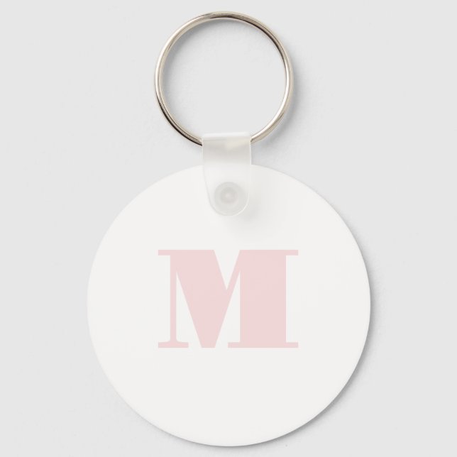 Blush Pink Monogram Initial Modern Key Ring (Front)